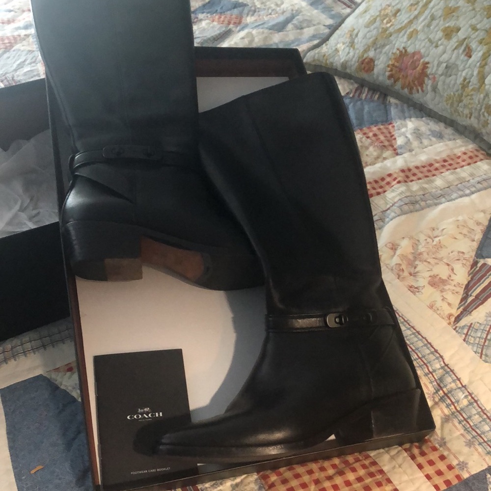 Coach Caroline Semi Matte Calf Black Extended Boots. Barely used.